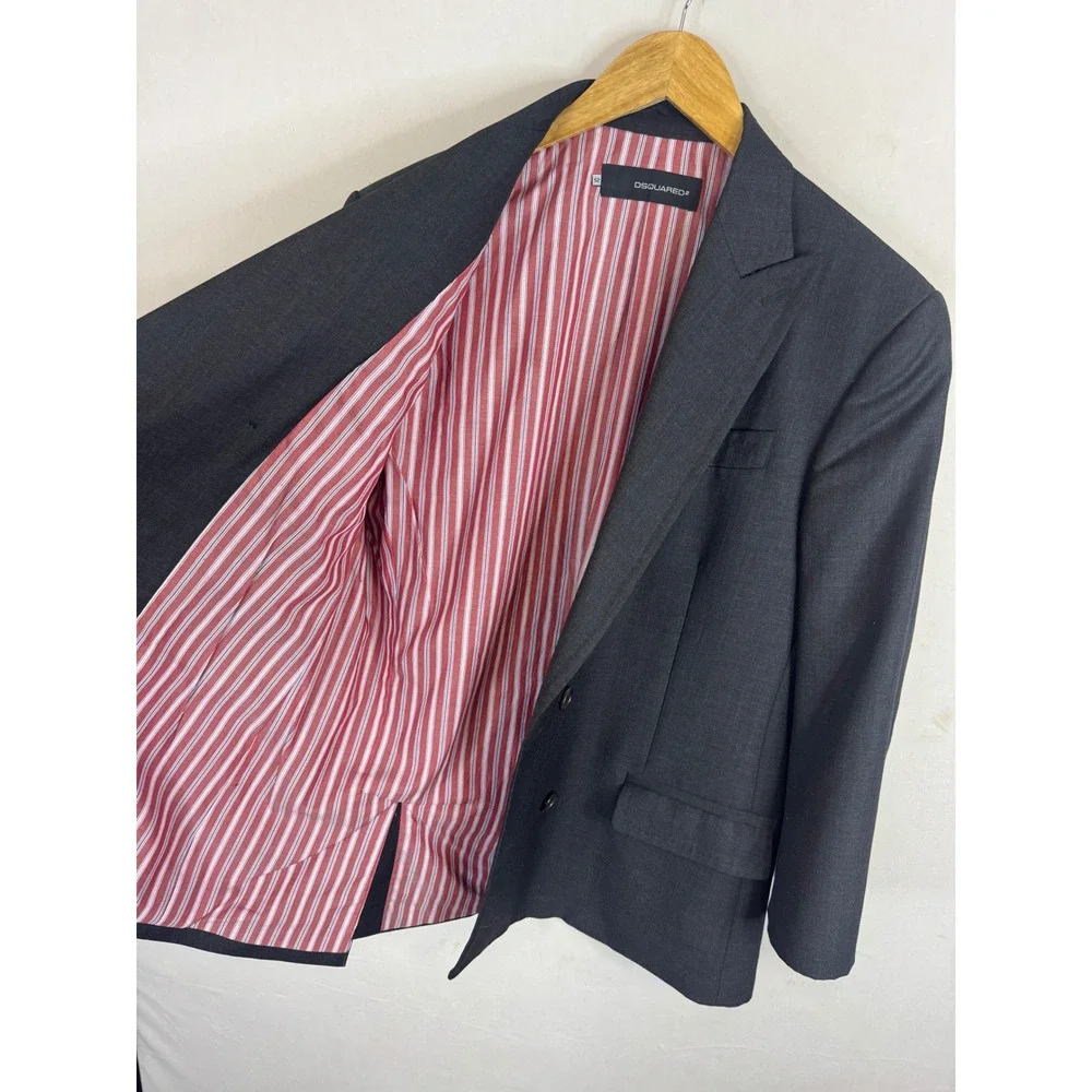 Dsquared2 Mens Charcoal Grey Double Breasted Wool Blazer Jacket Men 42